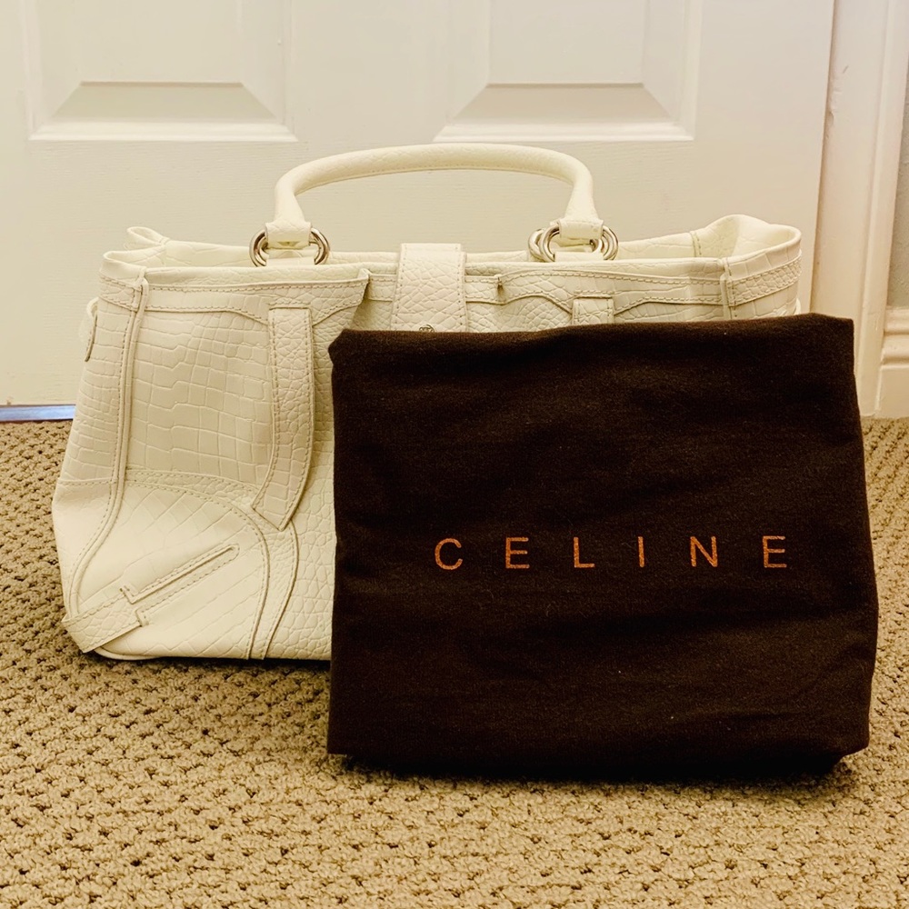 Celine White Leather Handbag